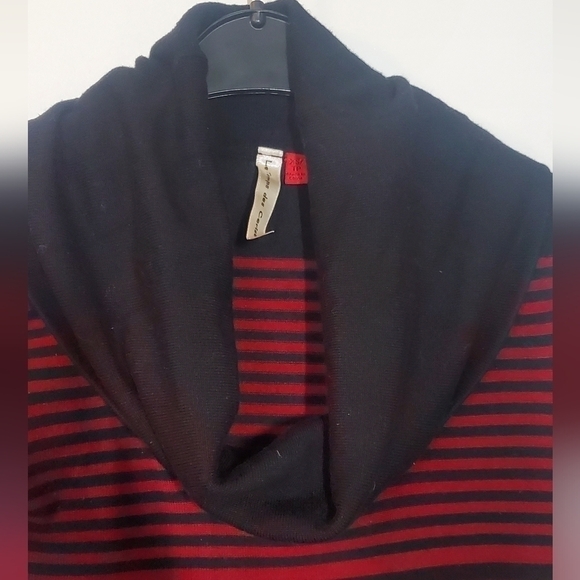 Le Temps des Cerises red&black stripped scooped cowl neck knit Sweater Dress XS - Picture 2 of 5